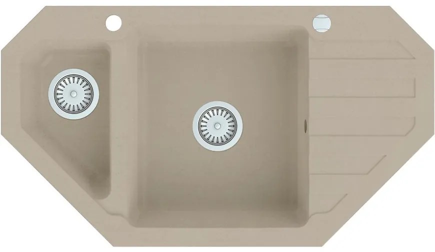 Rohový granitový drez 900x500 béžový