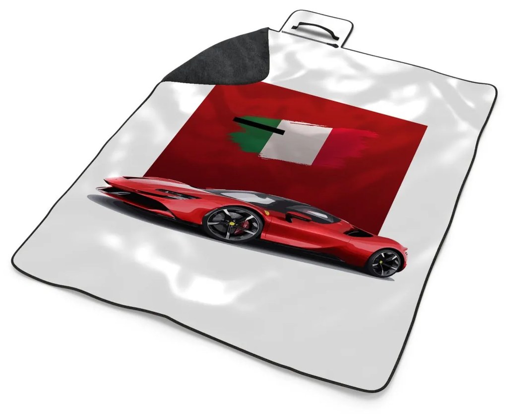 Sablio Plážová deka Ferrari Talianska vlajka na červenom bloku: 200x140 cm