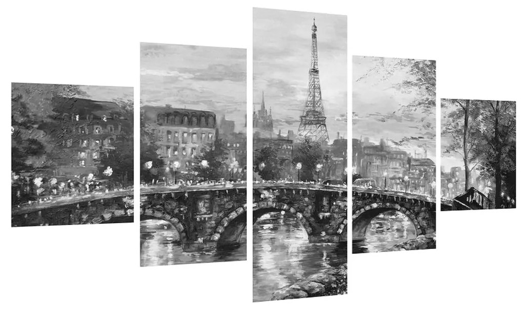 Obraz čiernobielej krajiny s Eiffelovou vežou (K013569K12570)