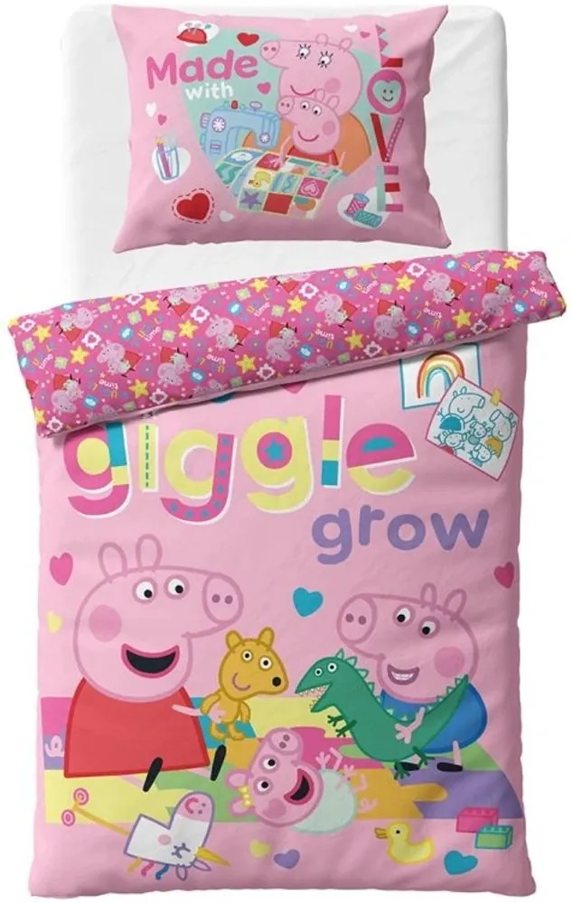 Bavlnené posteľné obliečky Prasiatko Peppa - motív Čas na hranie - 100% bavlna - 70x90 cm + 140x200 cm