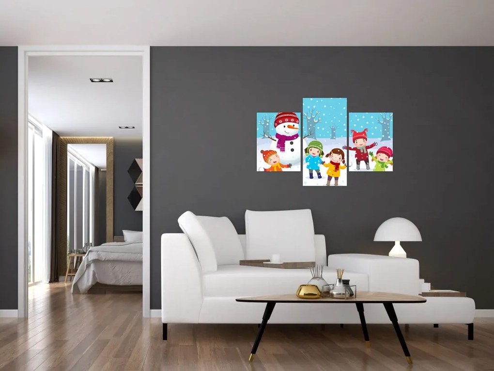 Obraz - Zimné detské radovánky (90x60 cm)