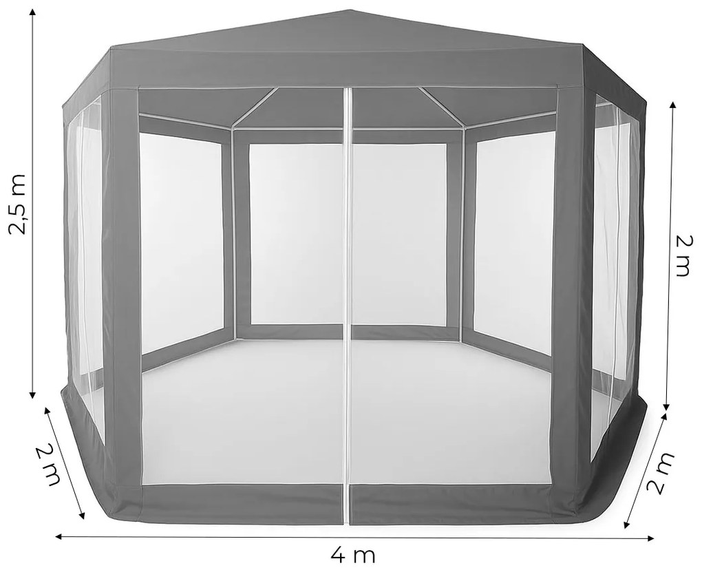 Záhradný pavilónový altánok, 2x2x2 m s moskytiérou, sivý, MultiGarden