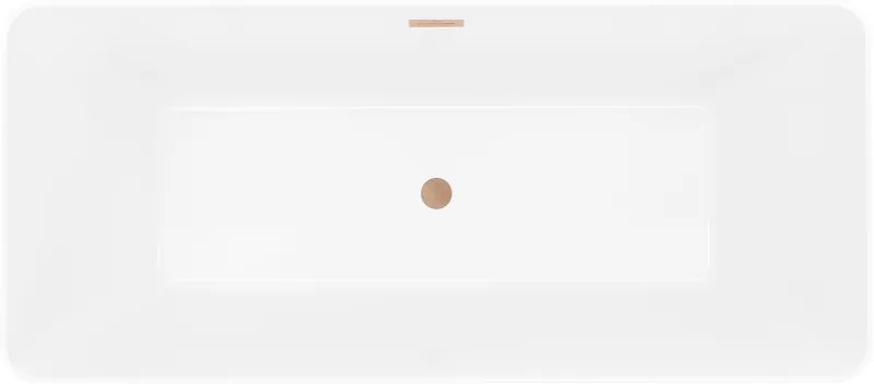 Mexen Velo Slim, voľne stojaca vaňa 170 × 75 cm, biela lesklá, medený prepad, 52811707500-65