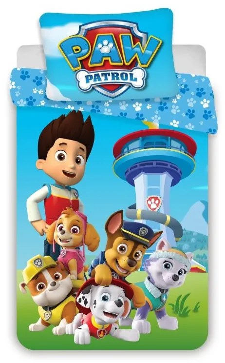 JERRY FABRICS Obliečky do postieľky Paw Patrol Blue baby Bavlna, 100/135, 40/60 cm