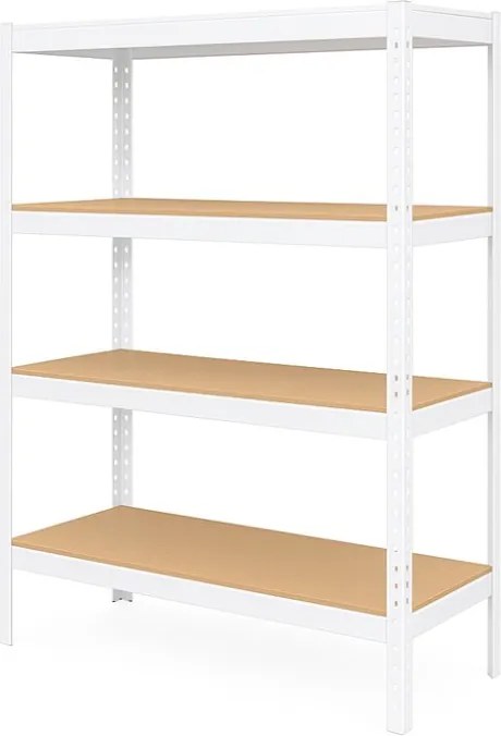 Regál 160x80x40 cm lakovaný 4-policový, nosnosť 700 kg - biely