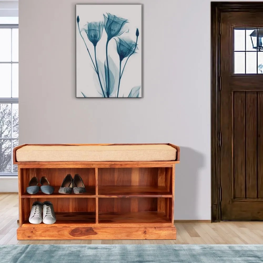 furniture-nabytek.cz - Dřevěný botník s lavicí 105x60x40 z masivu palisandr