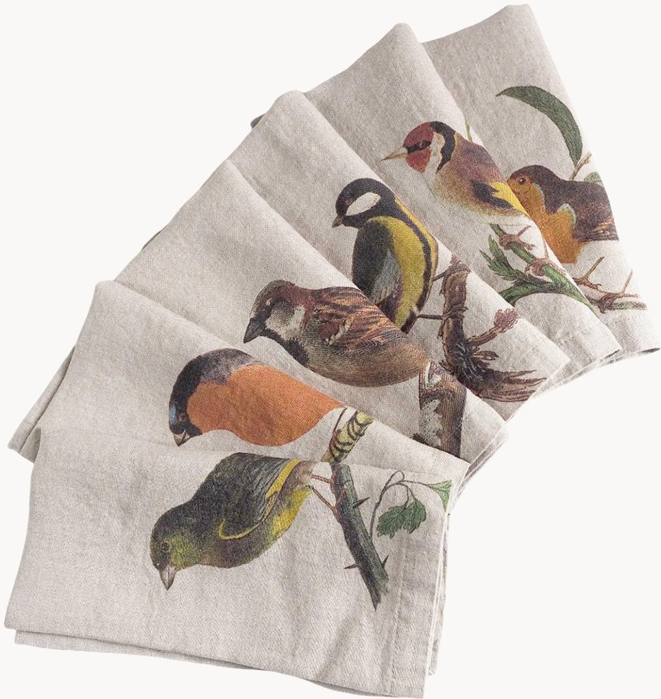 Ľanové obrúsky Small Birds, 6 ks