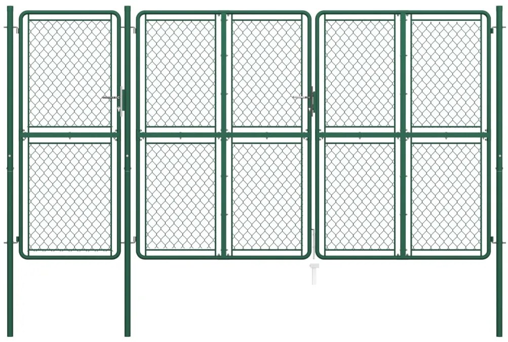 vidaXL Záhradná brána, oceľ 200x395 cm, zelená