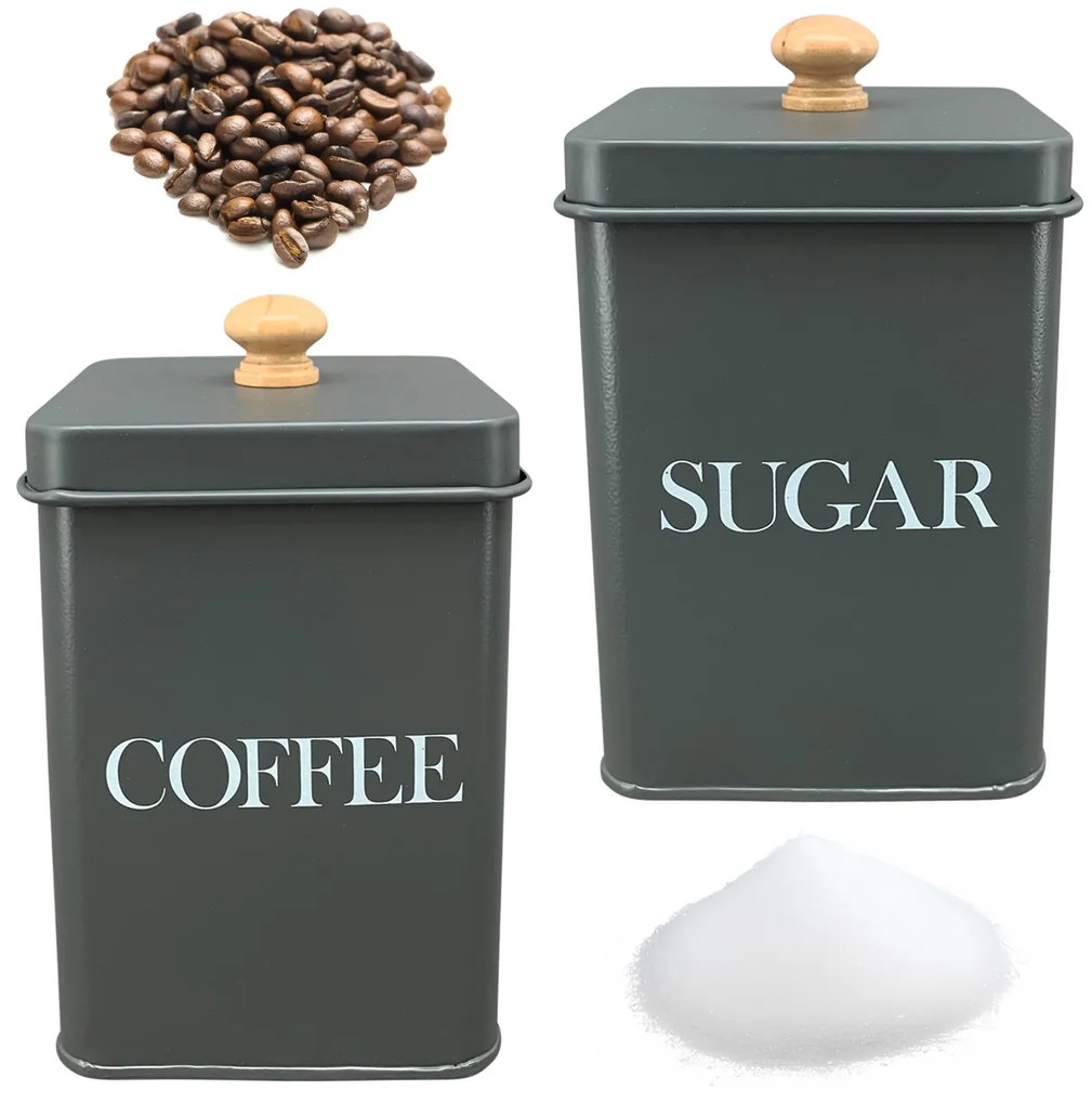 Sada 2ks kovová nádoba na kávu a cukor Melanie, 0,95 l