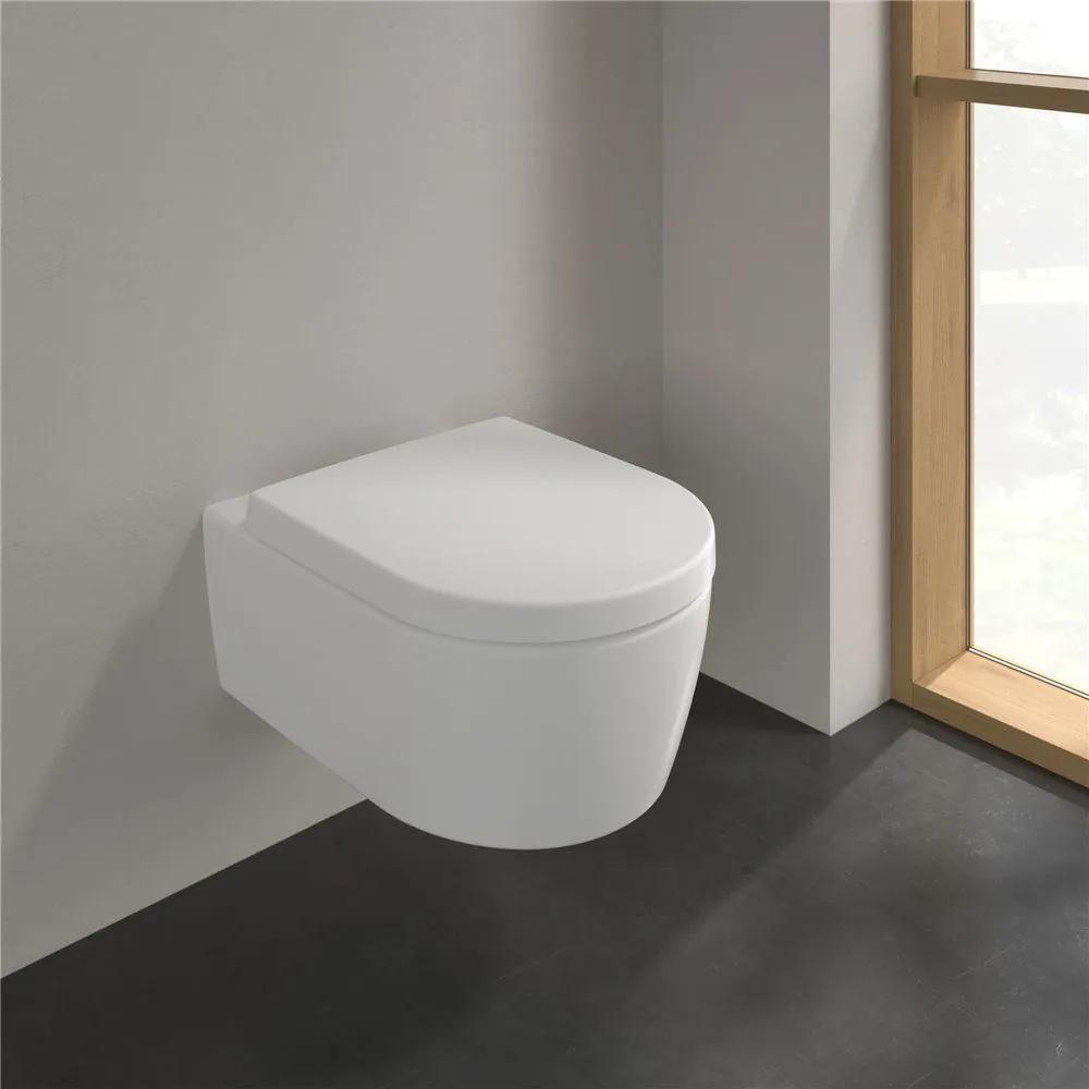 VILLEROY &amp; BOCH Avento Combi-Pack, závesné WC s DirectFlush + WC sedátko s poklopom, s QuickRelease a Softclosing, Stone White, s povrchom CeramicPlus, 5656HRRW