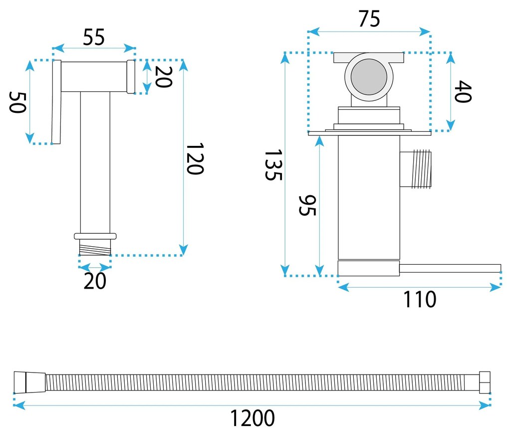 Rea Foss Clif, podomietková bidetová batéria, brúsená oceľ, REA-B5843
