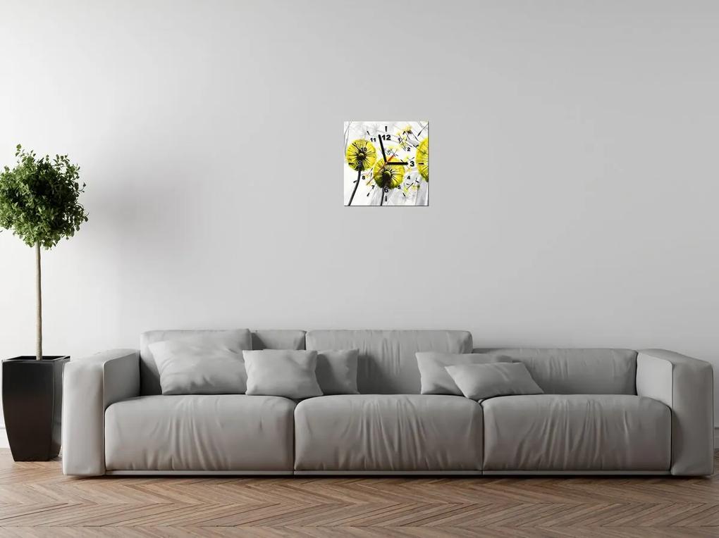 Gario Obraz s hodinami Krásne žlté púpavy Rozmery: 40 x 40 cm