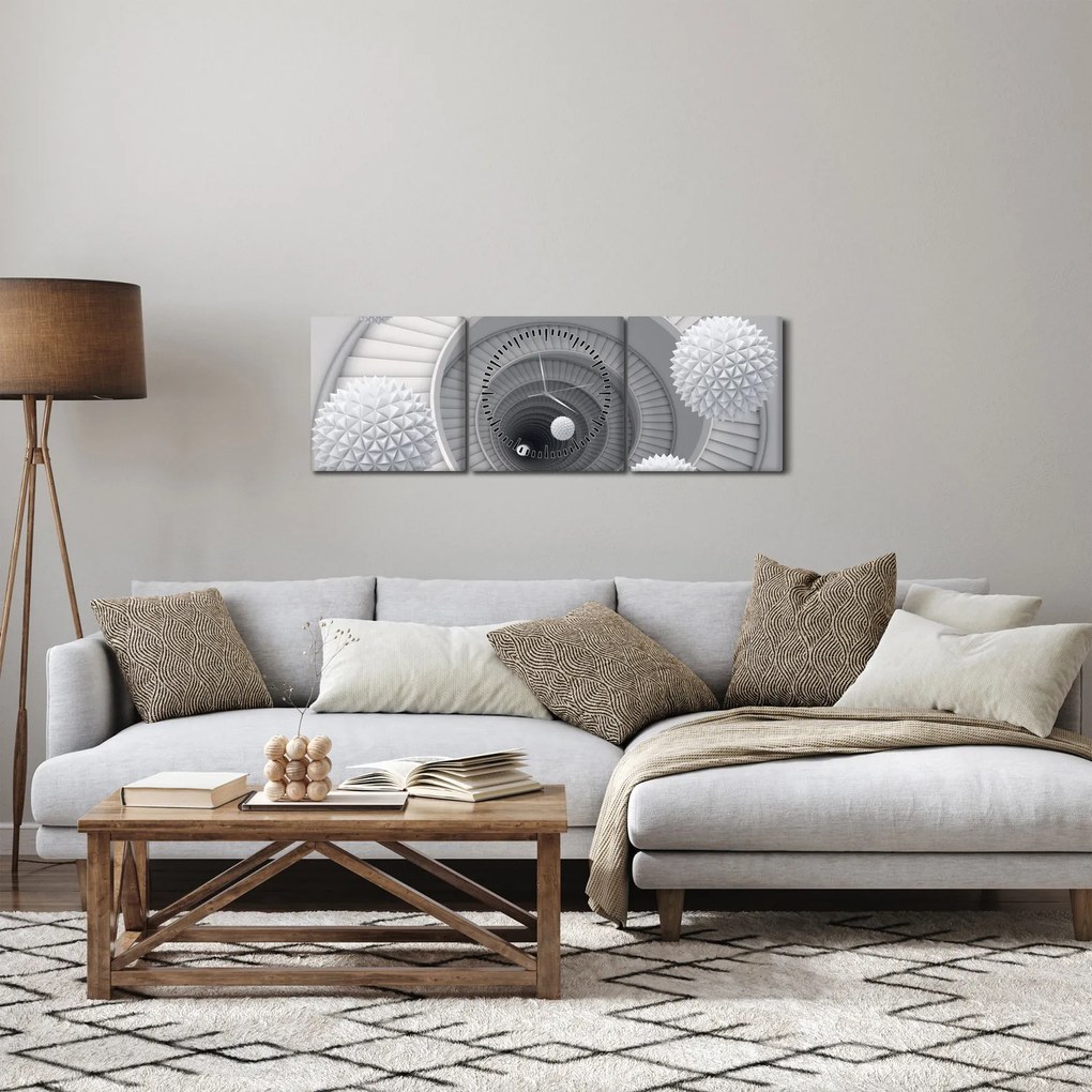 Obraz 3D abstrakcie (s hodinami) (90x30 cm)