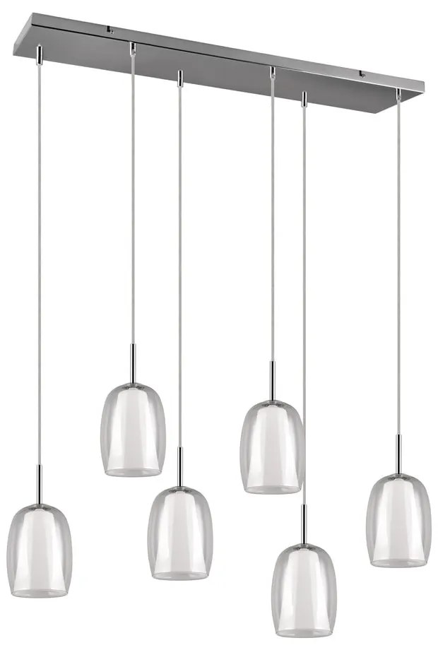 Závesné svietidlo v striebornej farbe so skleneným tienidlom Barret – Trio Select