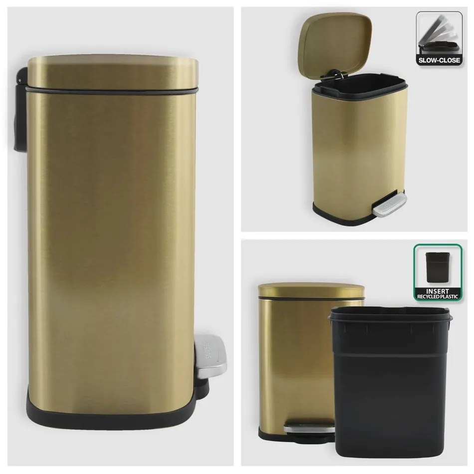 Nášľapný oceľový odpadkový kôš v matne zlatej farbe 5 l Akira – Spirella