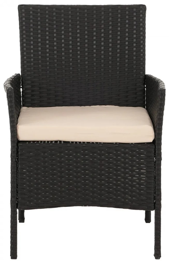 Záhradná súprava 2 kresiel, pohovky a stolíka HWC-N98 - antracit, krémový vankúš