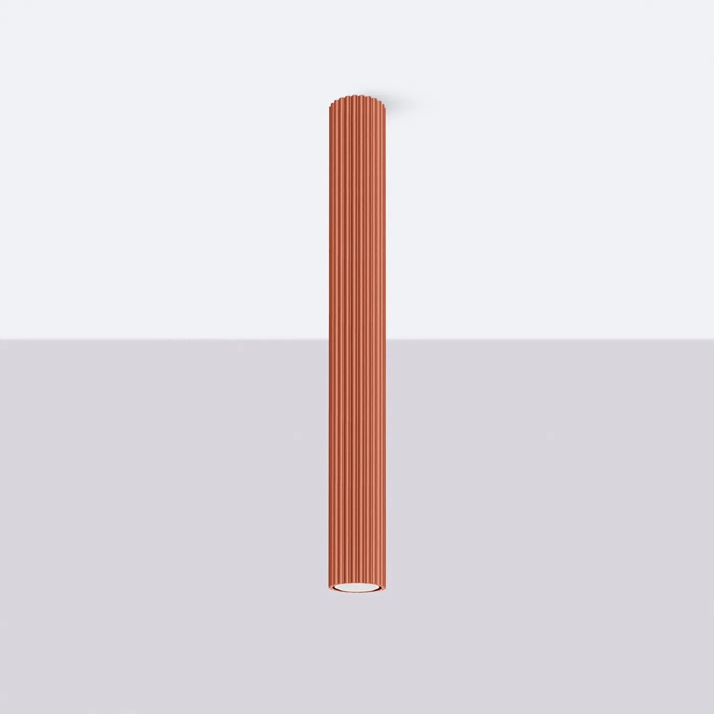 Stropné svietidlo Karbon, 1x okrovo červené kovové tienidlo, (60 cm)