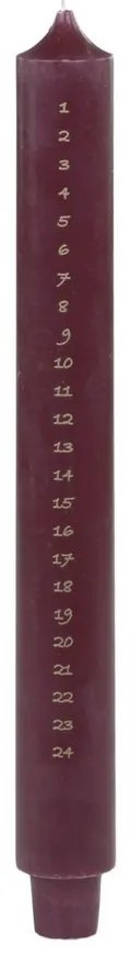 Červená adventná sviečka s číslami 1-24 Advent Candle - Ø 3*29cm / 20h