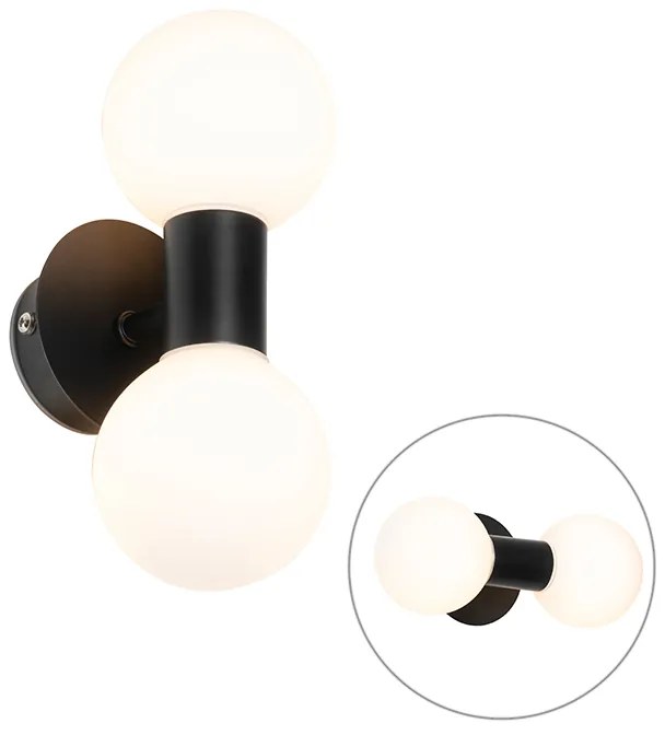 Moderná nástenná lampa čierna IP44 2-svetlo - Cederic