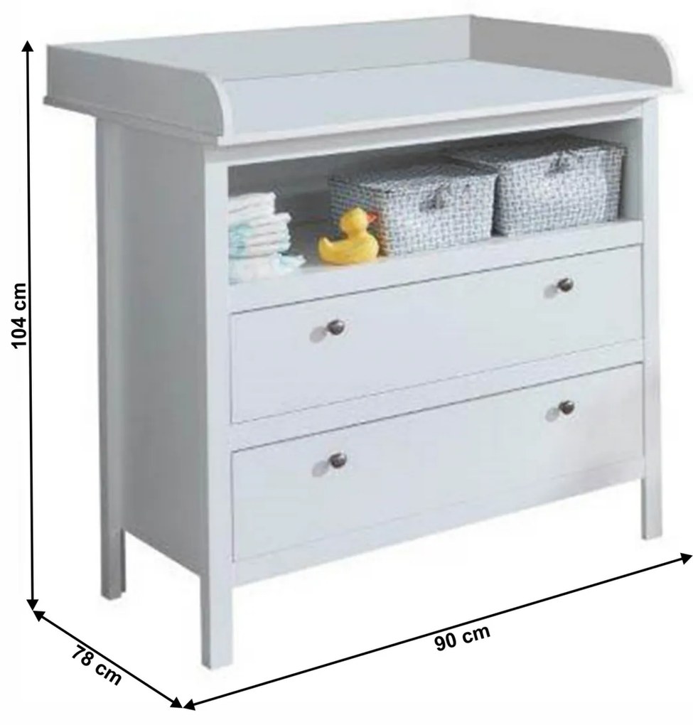 Komoda s prebaľovacím stolíkom OLJE 2S, biela