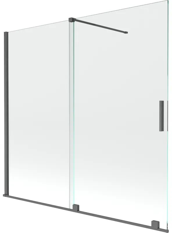 Mexen Velar, 2-krídlová posuvná vaňová zástena 170 x 150 cm, 8mm číre sklo, grafitový matný profil, 896-170-000-01-66