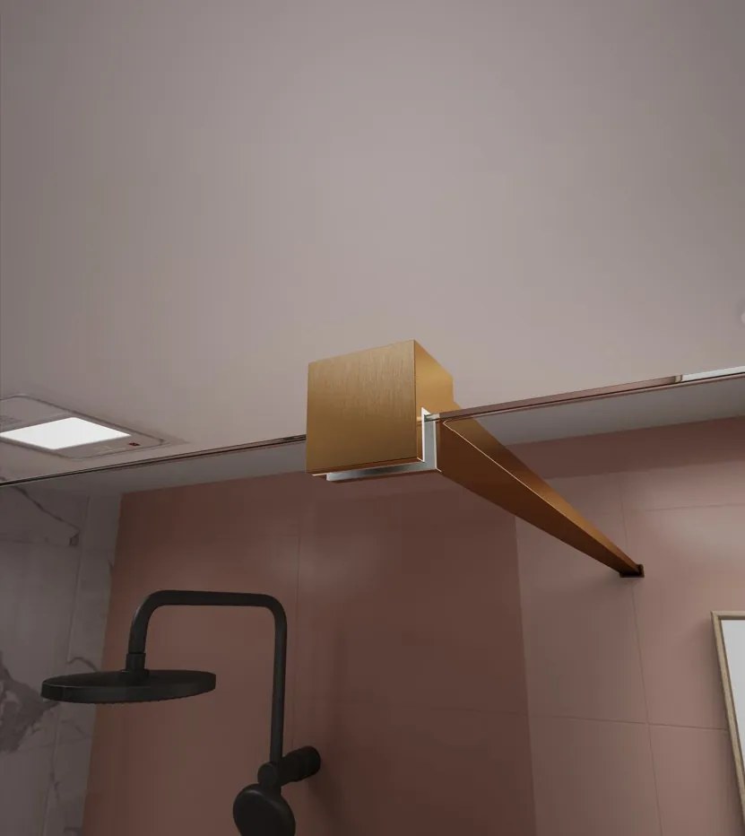 Erga Paris, sprchová zástena Walk-In 50x200 cm, 8mm šedé sklo, zlatý matný profil, ERG-V02-PARIS-050x200-GR-GB