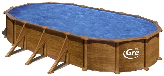 Nadzemný bazén Oceľový Imitácia Dreva 610 x 375 x 132 cm Mauritius