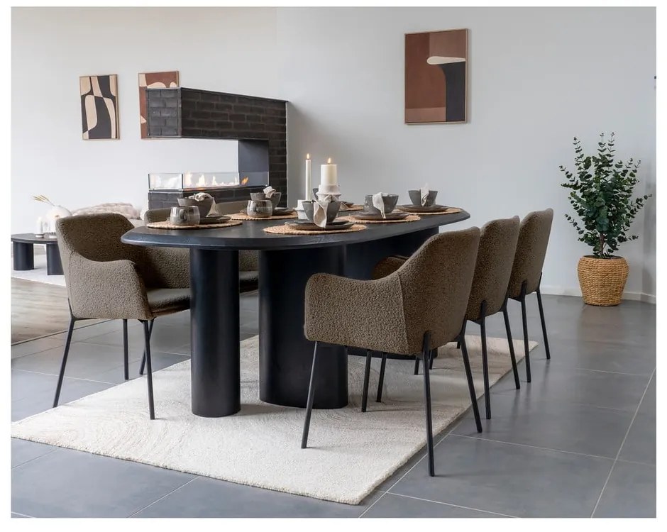 Hnedé čalúnené jedálenské kreslo s podrúčkami Melilla – House Nordic