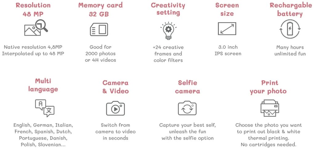 Detský instantný fotoaparát Zoo Print - jednorožec