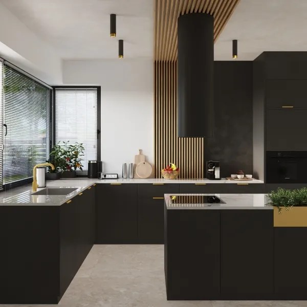 Sollux SL.1410 - Bodové svietidlo NERO 1xGU10/10W/230V 12,5 cm čierna/zlatá