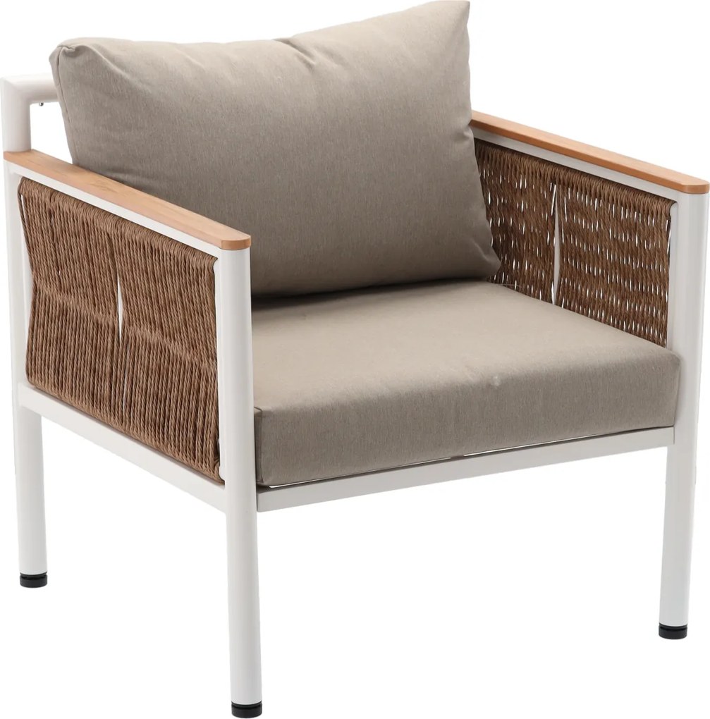 Garden Line SÚPRAVA HLINÍKOVÉHO NÁBYTKU „BELGRAD“ (SOFA + 2 KRESLÁ + STÔL) BEŽOVÁ + BEŽOVÉ VANKÚŠE