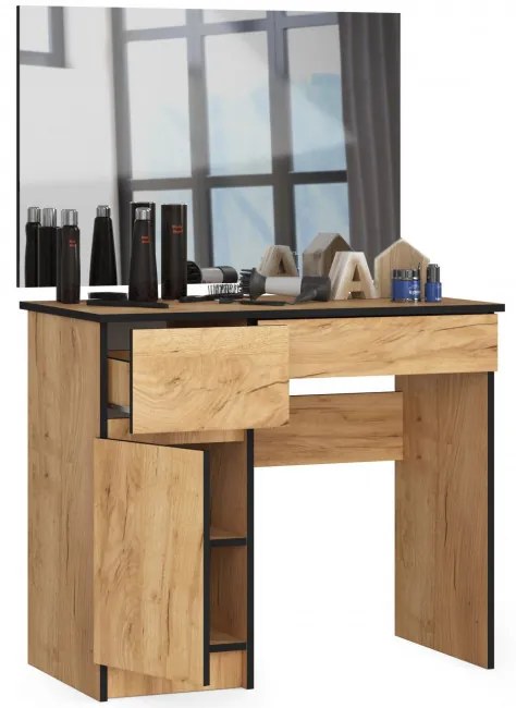 Toaletný stolík so zrkadlom CLP P-2/SL 900x600 ľavý, dub craft