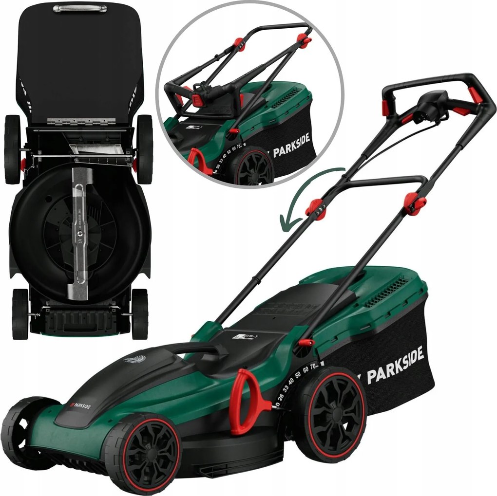 Elektrická Kosačka Na Trávu S Reguláciou Parkside Prm A2 1800W Kôš 55 L