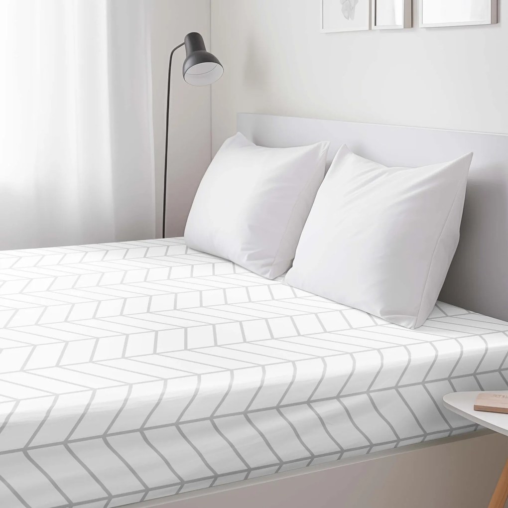 Goldea bavlnená napínacia plachta - sivý cikcak na bielom 140 x 200 cm