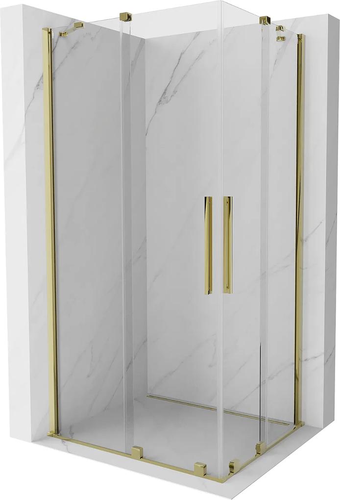 Mexen Velar Duo, sprchový kút s posuvnými dverami 100(dvere) x 90(dvere) cm, 8mm číre sklo, zlatý lesklý profil, 871-100-090-02-50