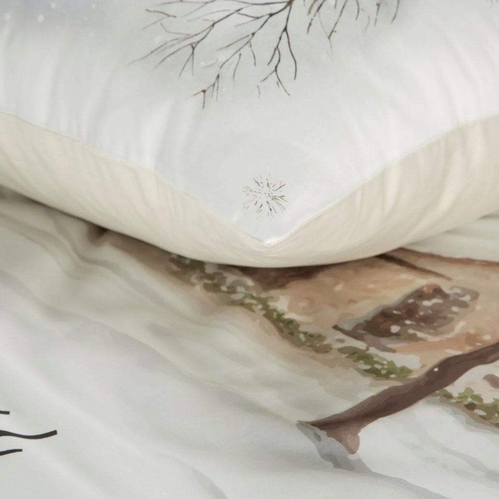 VIANOČNÉ SATÉNOVÉ OBLIEČKY JOYFULL 160X200 CM, 2 KS 70X80 CM VZOROVANÉ