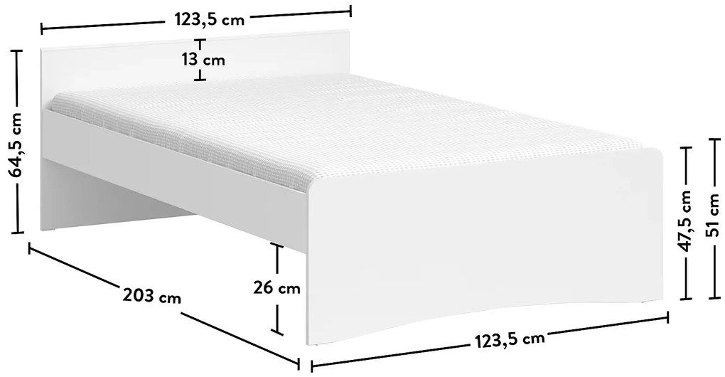 Posteľ 120x200cm Pure - biela