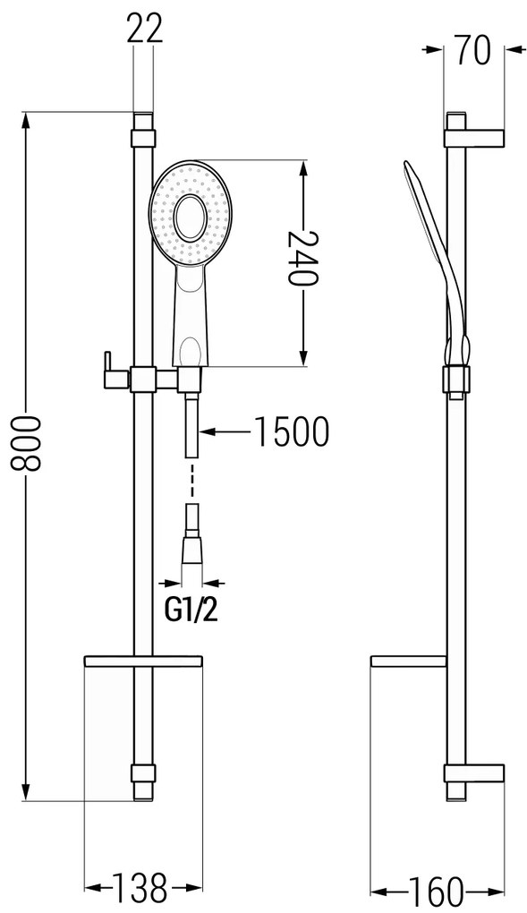 Mexen sprchový set DQ73, čierna, 785734581-70