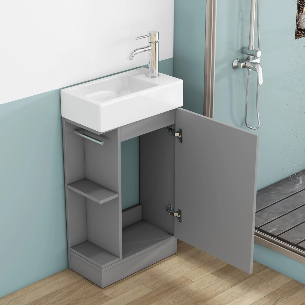 Voľne stojaca skrinka s umývadlom Houseland Ruvin 46 cm sivá