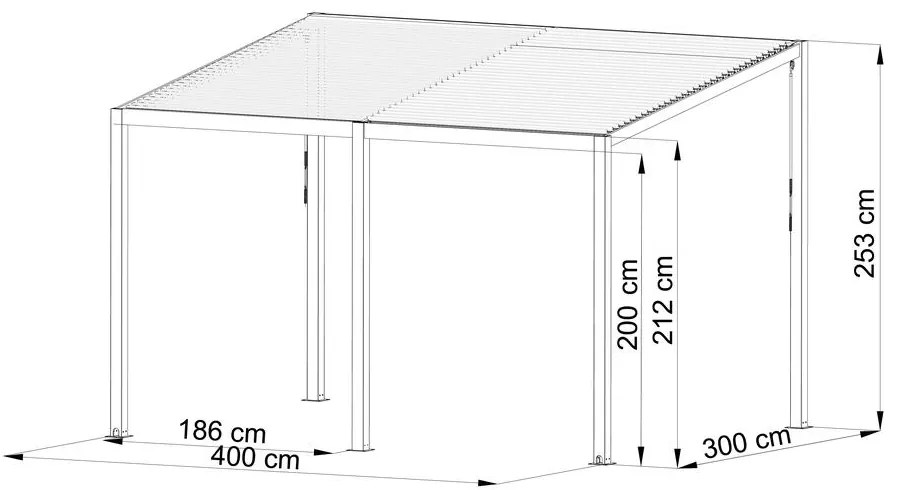 Pultová bioklimatická pergola s lamelami 3 x 4 M