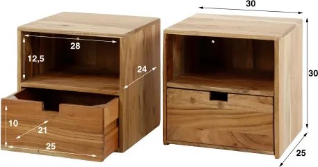 Nočný stolík 23-07 Flat Drevo Acacia 2-Set  - Komfort-nábytok