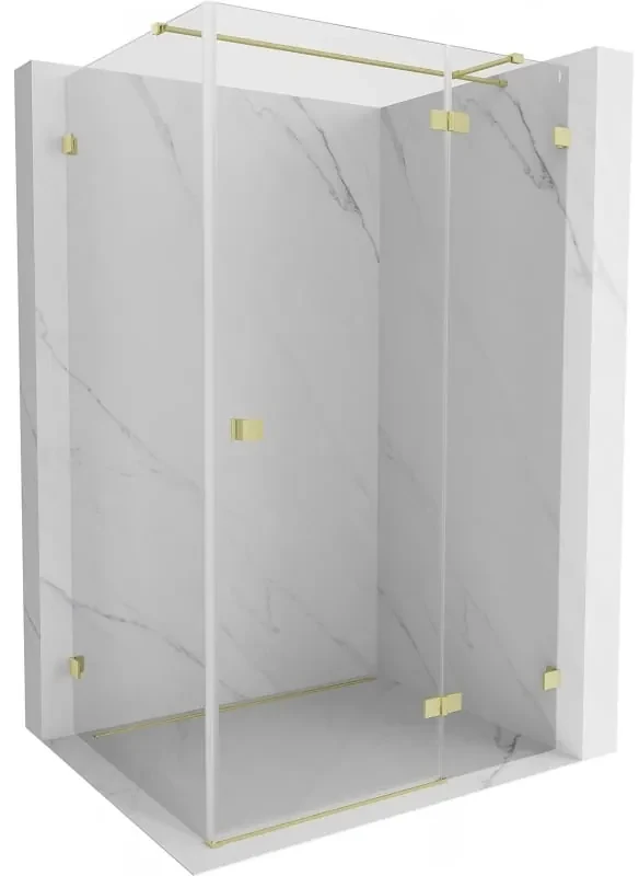 Mexen Lunar T, výklopný pravý sprchový kút 125 x 80 cm, 8mm číre sklo, zlatý matný profil, 834T-125-080-55-00-P