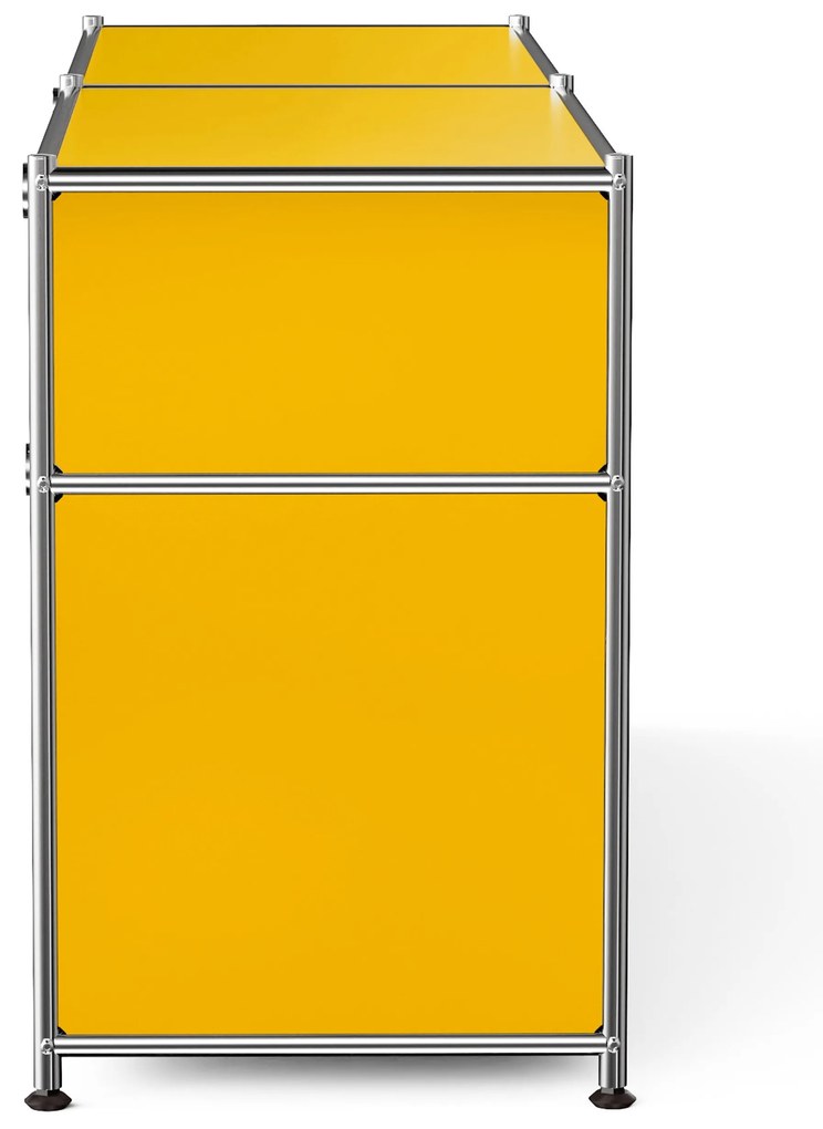 Kovová odkladacia skrinka »CN3« s výklopnými priečinkami a zásuvkami, žltá