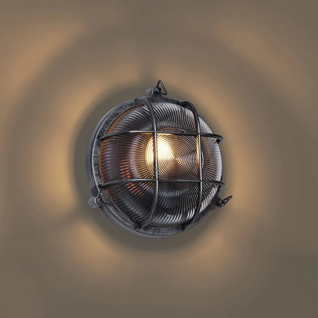 Vonkajšie nástenné svietidlo strieborné okrúhle IP44 - Noutica