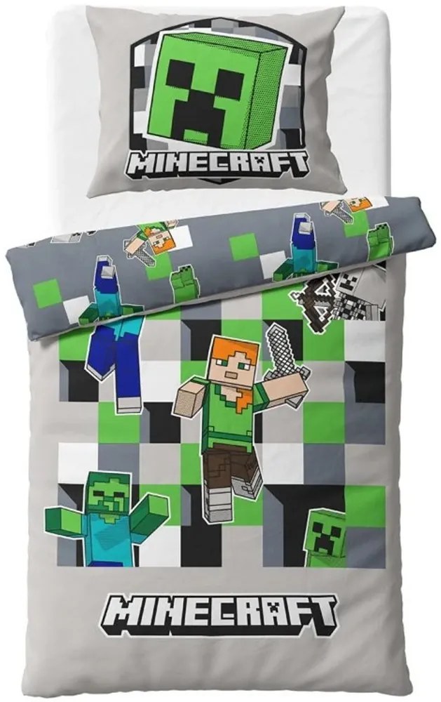 Obojstranné bavlnené posteľné obliečky Minecraft World - 100% bavlna - 70 x 90 cm + 140 x 200 cm
