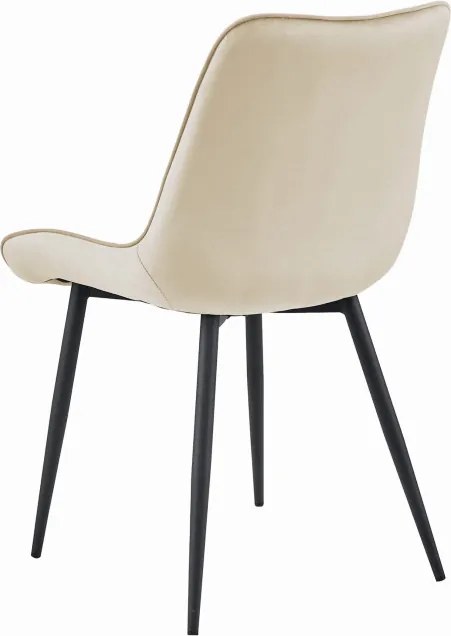 Set troch jedálenských stoličiek BERA zamatové béžové / čierne nohy (3 ks)
