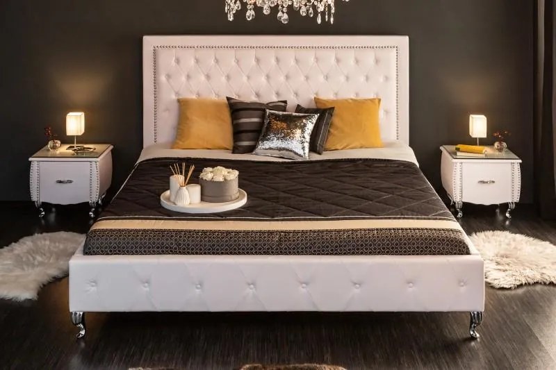 Nemecko -  Manželská posteľ Chesterfield EXTRAVAGANCIA 180x200 cm biela