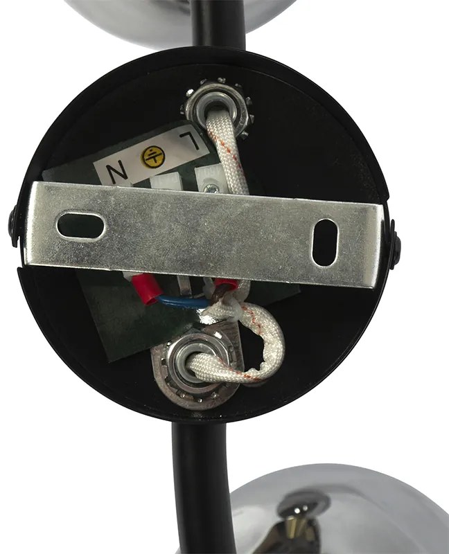 Stropné svietidlo čierne s mosadzou a dymovým sklom 2-svetlo - Vidro