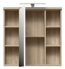 Nástenná kúpeľňová skrinka so zrkadlom VENOM biela/dub sonoma