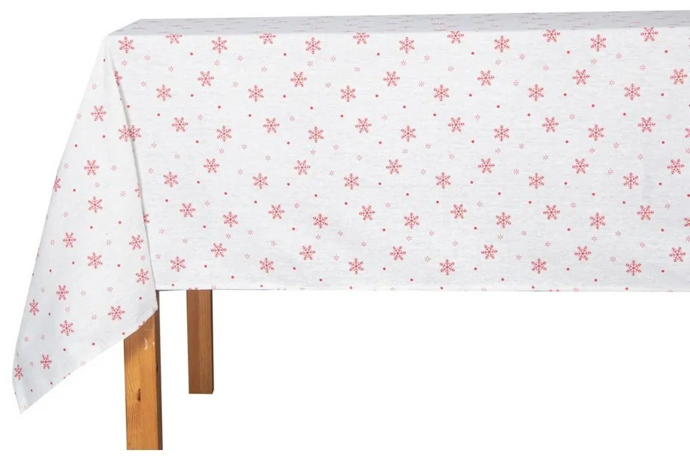 Vianočný obrus Red Snowflakes on White, 130 x 180 cm